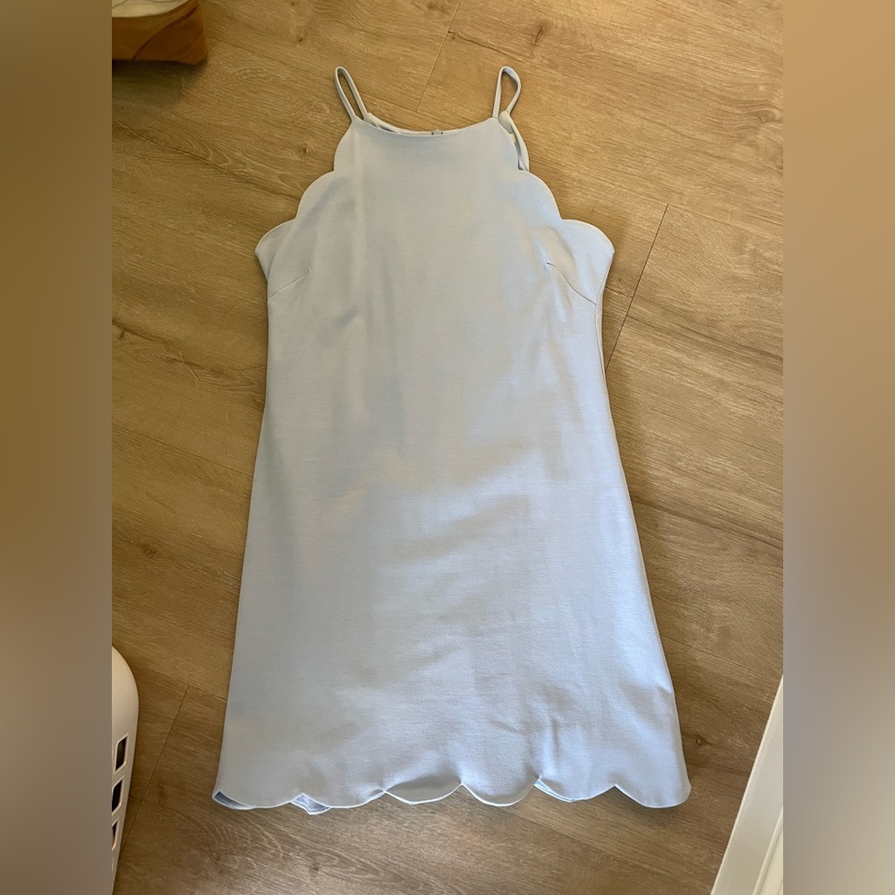 Light blue scalloped edge mini dress
